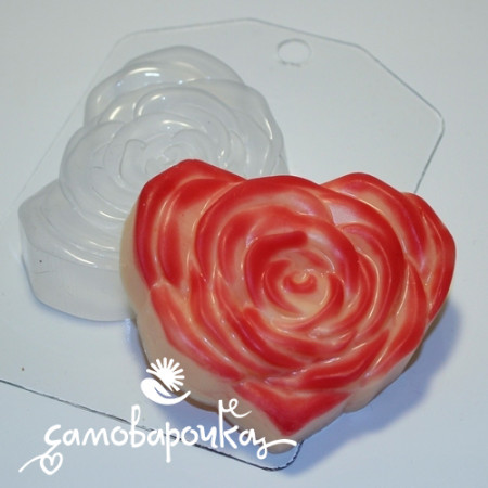 Сердце-роза, форма для мыла пластиковая