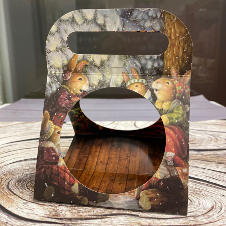 Сумочка для купола Новогодняя двухсторонняя (сумочка+дно+бирка)