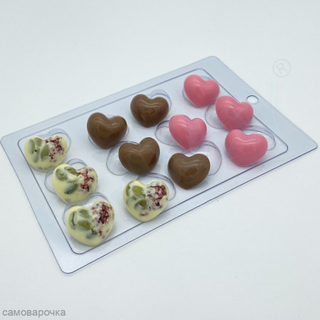 Сердце 35 мм (12 ячеек) Форма пластиковая Сердце 35 мм (12 ячеек) Форма пластиковая