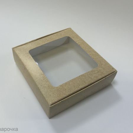 Коробка для мыла Крафт с окном 10*10*3 см Коробка для мыла Крафт с окном 10*10*3 см