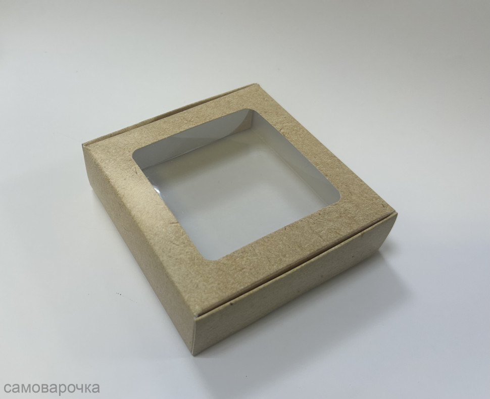 Коробка для мыла Крафт с окном 10*10*3 см - 