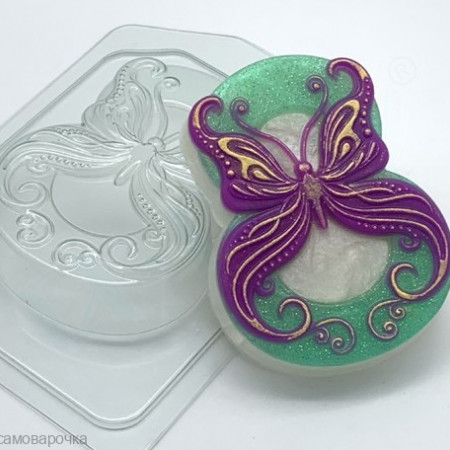 8 Марта Бабочка в завитушках форма пластиковая
