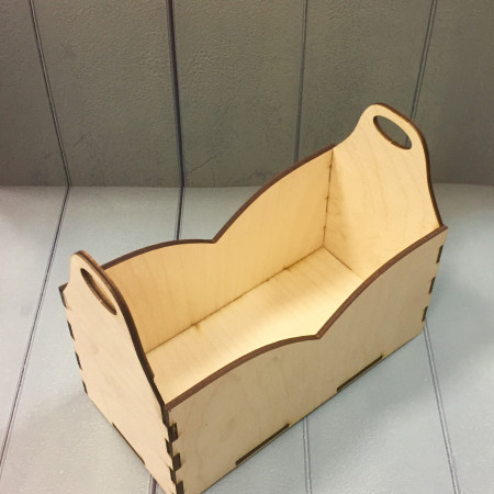 Ящик волна с ручками деревянный 16*8*12,5 см