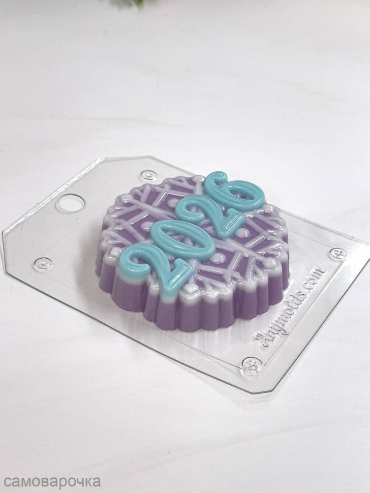 Снежинка 2026 форма пластиковая для мыла и шоколада - 