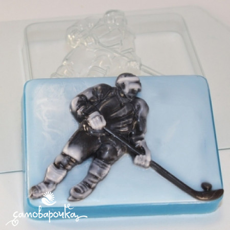 Хоккеист, форма для мыла пластиковая