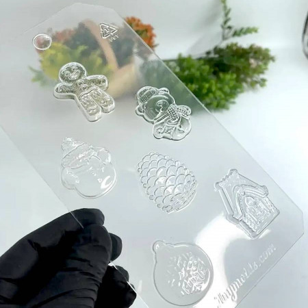 Новогодние мини форма пластиковая для шоколада и мыла