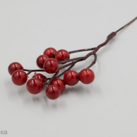 Веточка с красными ягодками мини Зелень искусственная 5 шт.