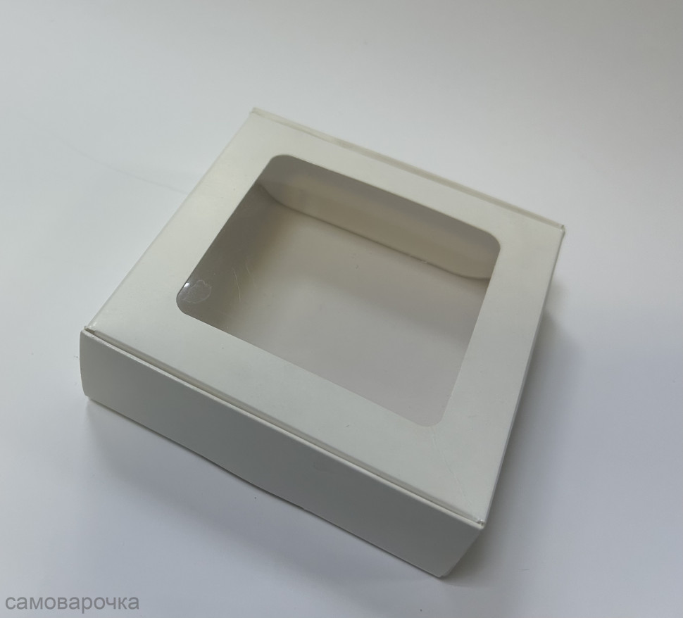 Коробка для мыла Белая с окном 10*10*3 см - Коробка для мыла Белая с окном 10*10*3 см -