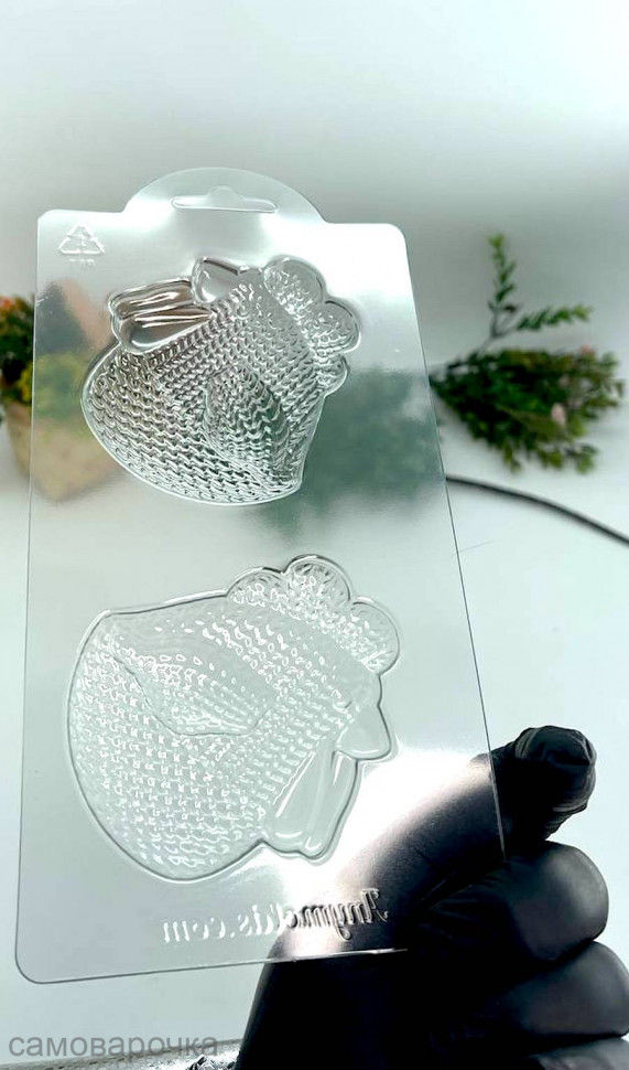 Вязаная Курочка для шоколада (2шт на форме) пластиковая форма - 