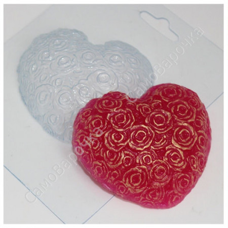 Сердце из роз, форма для мыла пластиковая