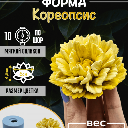 Кореопсис силиконовая форма 3D Кореопсис силиконовая форма 3D