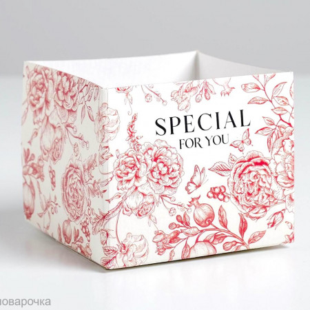 Складная коробка Цветы 10*12*12 см