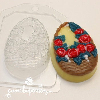Корзина с розами, форма для мыла пластиковая Корзина с розами, форма для мыла пластиковая