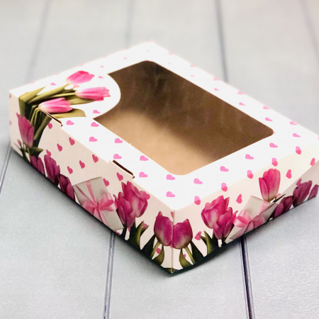Коробка для мыла Тюльпаны и Сердечки  15*11*4см