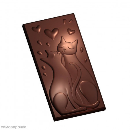 Влюбленные коты форма пластиковая для плитки шоколада