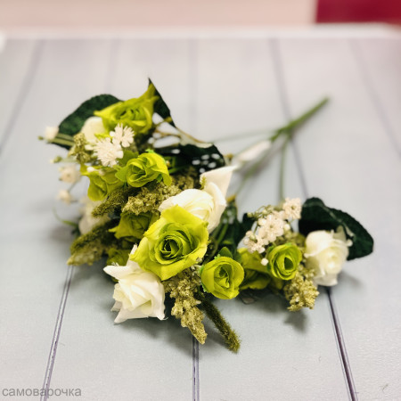 Розы букетные искусственные сочно-зеленые Розы букетные искусственные сочно-зеленые