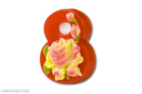 Восьмерка с розой, форма для мыла пластиковая - Для мыла и шоколада Восьмерка с розой, форма для мыла пластиковая - Для мыла и шоколада