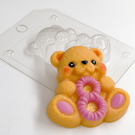Мишка с 8 марта! форма пластиковая для мыла и шоколада