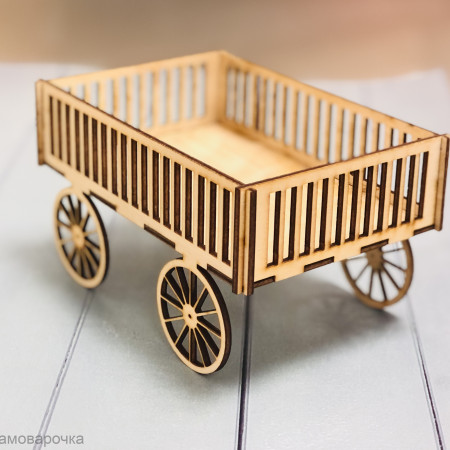 Телега деревянная 16*9*10 см