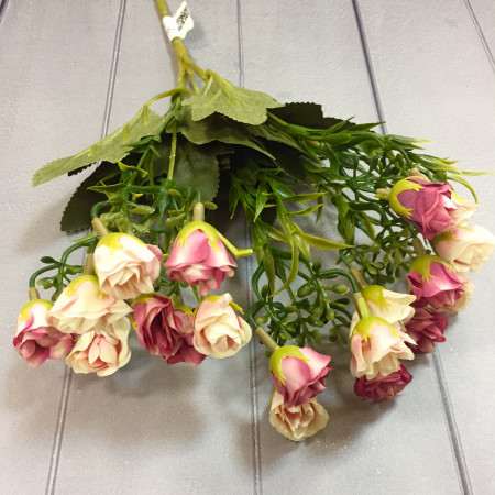 Розы искусственные цвет микс фуксия-светло розовый