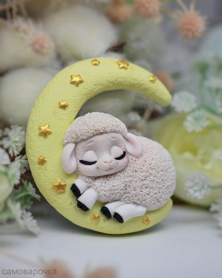Овечка на месяце форма силиконовая 2D - 