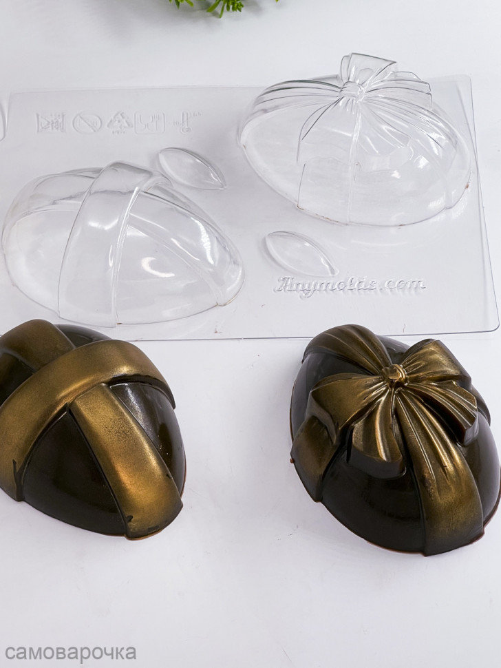  Яйцо с бантом большое комплект (2шт) пластиковых форм - 