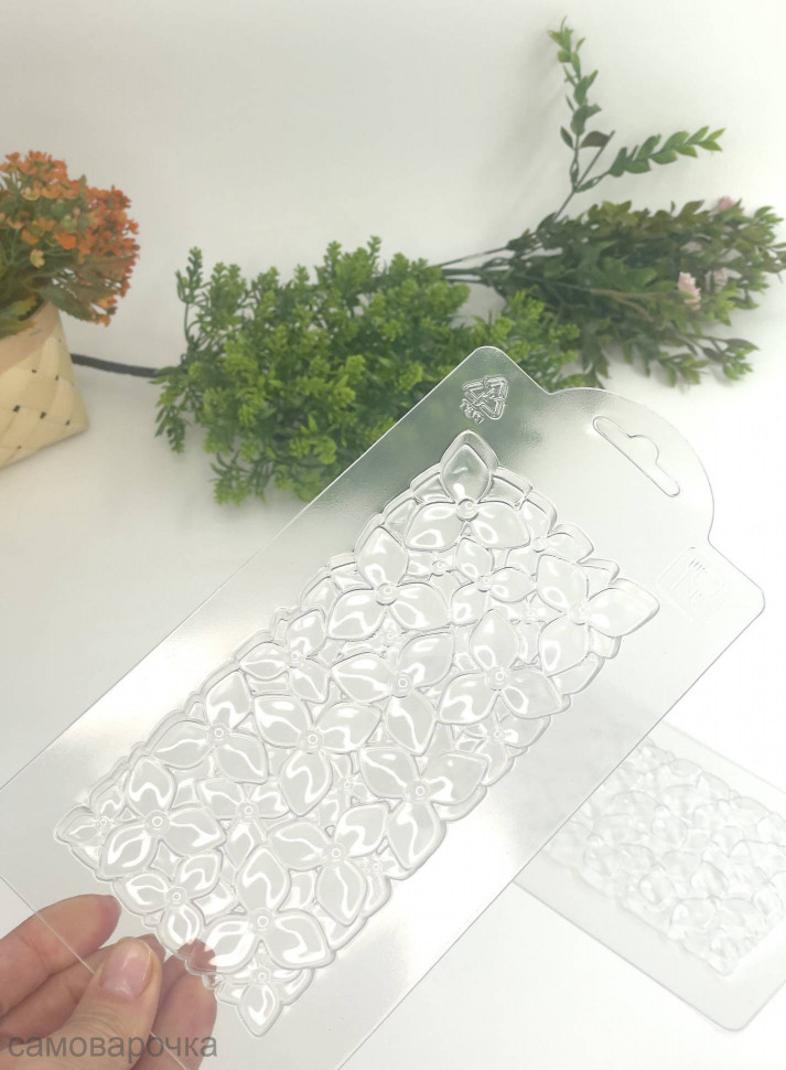 Цветочки плитка форма пластиковая для шоколада - 