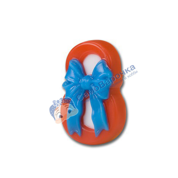 Восьмёрка с бантом форма пластиковая - Для мыла и шоколада Восьмёрка с бантом форма пластиковая - Для мыла и шоколада