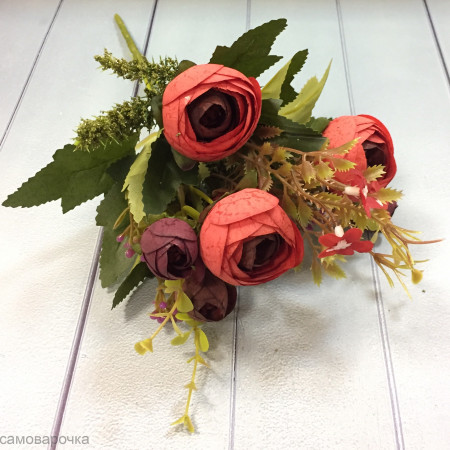 Ранункулюс искусственный, цвет темно-красный