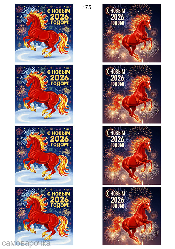 С новым 2026 годом! подборка №175 водорастворимая бумага с картинкой  - 