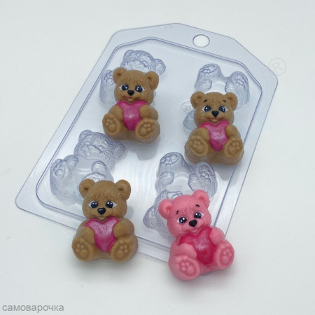 Мишка с сердцем мини форма пластиковая Мишка с сердцем мини форма пластиковая