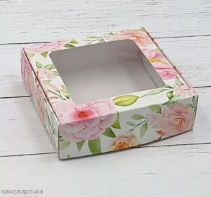 Коробка для мыла Нежность с окном 10*10*3 см