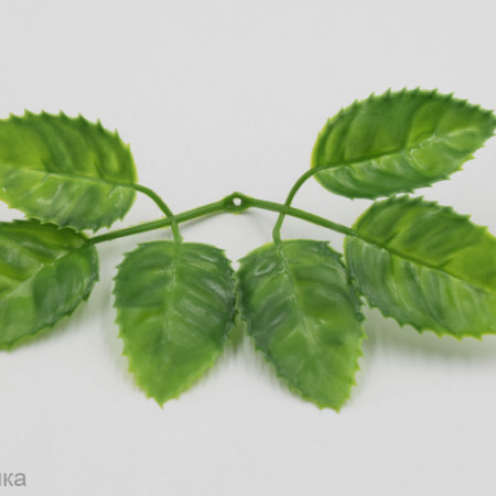 Лист розы двойной Зелень искусственная Лист розы двойной Зелень искусственная