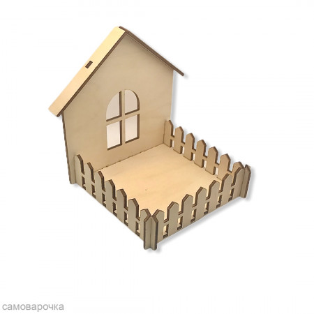 Домик деревянный кашпо из фанеры 10*10*12