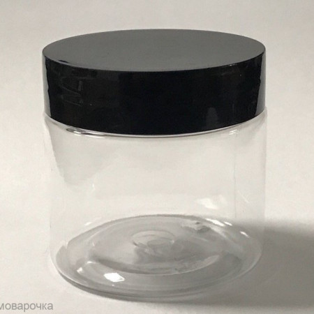 Баночка ПЭТ 60 мл прозрачная с черной крышкой  Баночка ПЭТ 60 мл прозрачная с черной крышкой