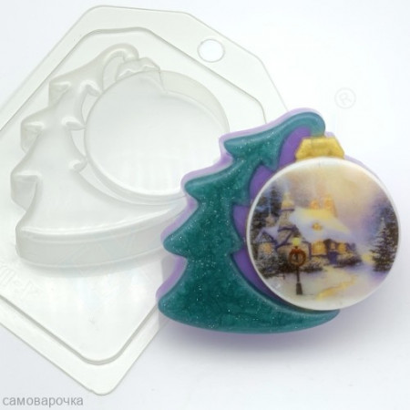 Елка с шариком под водорастворимку пластиковая форма