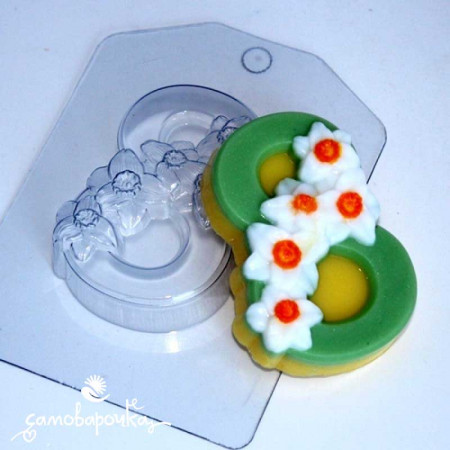 8 марта нарциссы по диагонали форма для мыла пластиковая