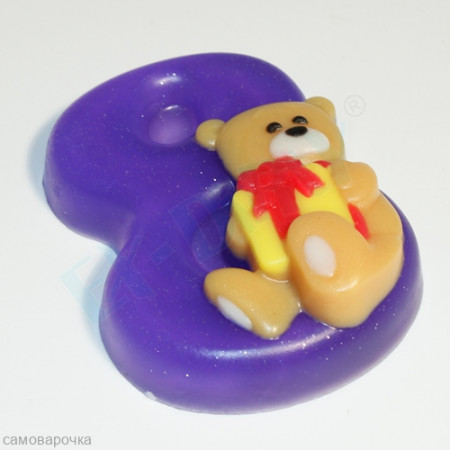Цифры/8 с мишкой, форма для мыла пластиковая Цифры/8 с мишкой, форма для мыла пластиковая