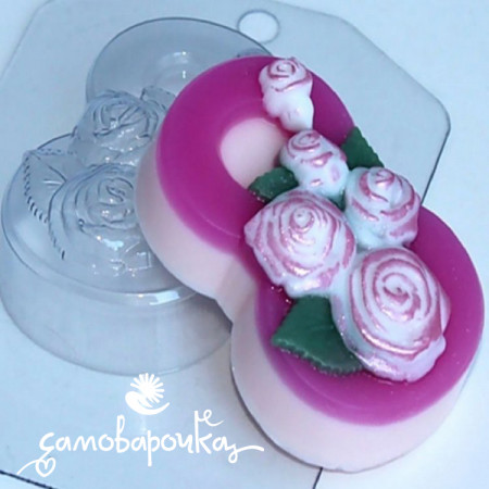 8 марта розы по диагонали форма для мыла пластиковая 8 марта розы по диагонали форма для мыла пластиковая