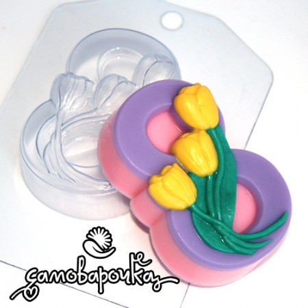 8 марта тюльпаны по диагонали форма для мыла пластиковая 8 марта тюльпаны по диагонали форма для мыла пластиковая