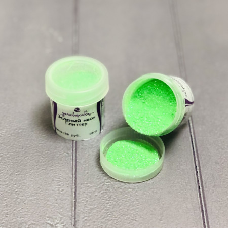 Зеленый неон прозрачный Глиттер Зеленый неон прозрачный Глиттер