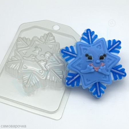 Снежинка хихикает, форма для мыла пластиковая