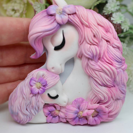 Лошадки в цветах форма силиконовая 2D