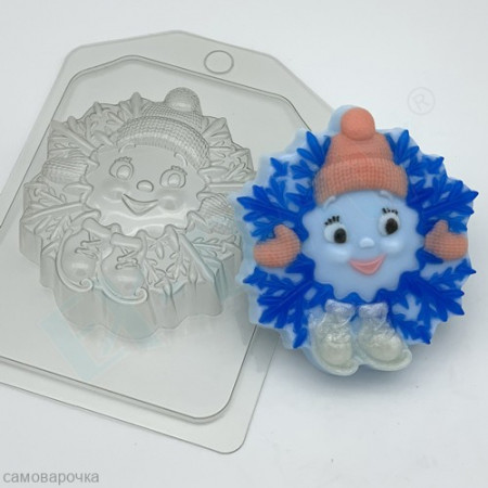 Снежинка на коньках, форма для мыла пластиковая