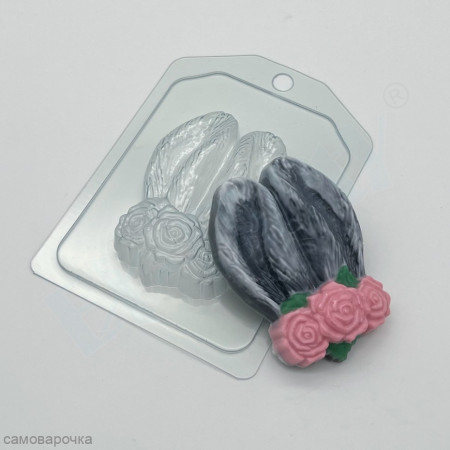 Ушки зайца с цветами форма пластиковая Ушки зайца с цветами форма пластиковая