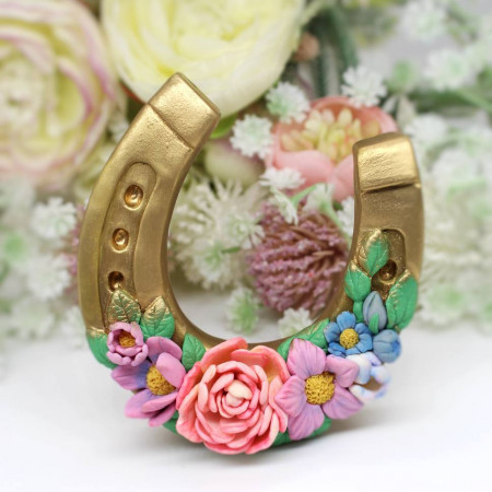 Подкова с цветами форма силиконовая 2D