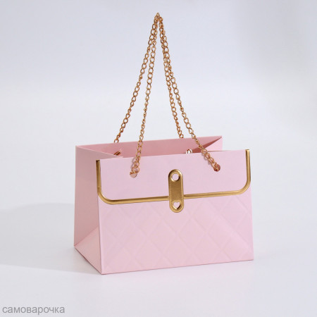 Сумочка для цветов с золотым тиснением и ручками цепь