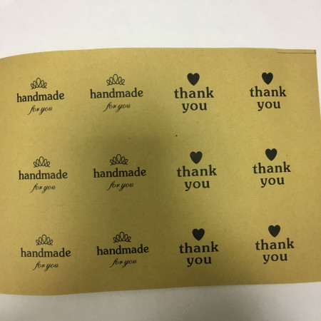 Наклейка hand made, Thank You 45 мм круг фигурный 12 шт на листе Наклейка hand made, Thank You 45 мм круг фигурный 12 шт на листе