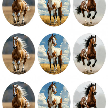 Овалы с лошадьми водорастворимая бумага с картинкой подборка № 138