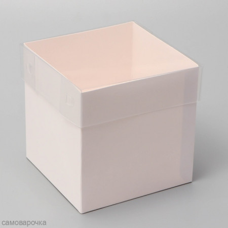 Коробка для цветов с прозрачной крышкой, 12×12×12 см, белая